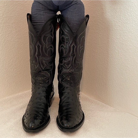 Black Full Quill Nocona Boots Size 7 1/2 D Almost New - Picture 3 of 11